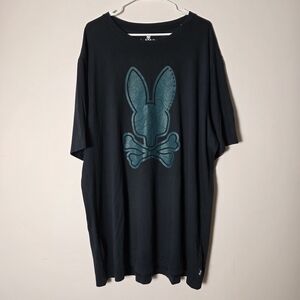 Psycho Bunny 3XLT Graphic T-Shirt Black Pima Cotton Topographic Golf Tee